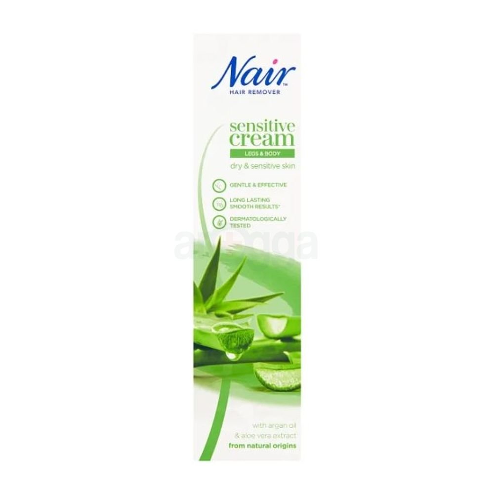 Nair Hair Remover Argan Oil & Aloe Vera Extract Smoothing Cream Bikini & Underarm for Dry, Sensitive Skin 100ml