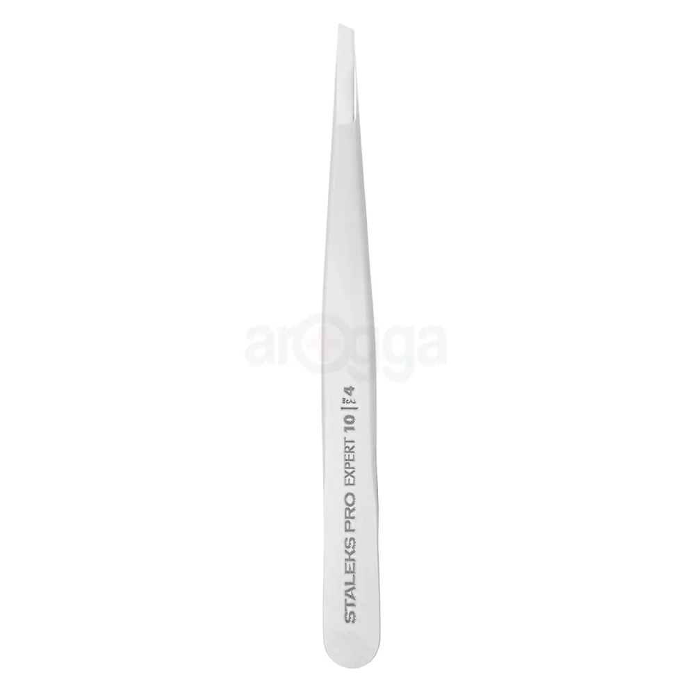 STALEKS Pro Eyebrow Tweezers Expert 10 Type 4 – Narrow Beveled Stainless Steel Eyebrow Tweezers (TE-10/4)