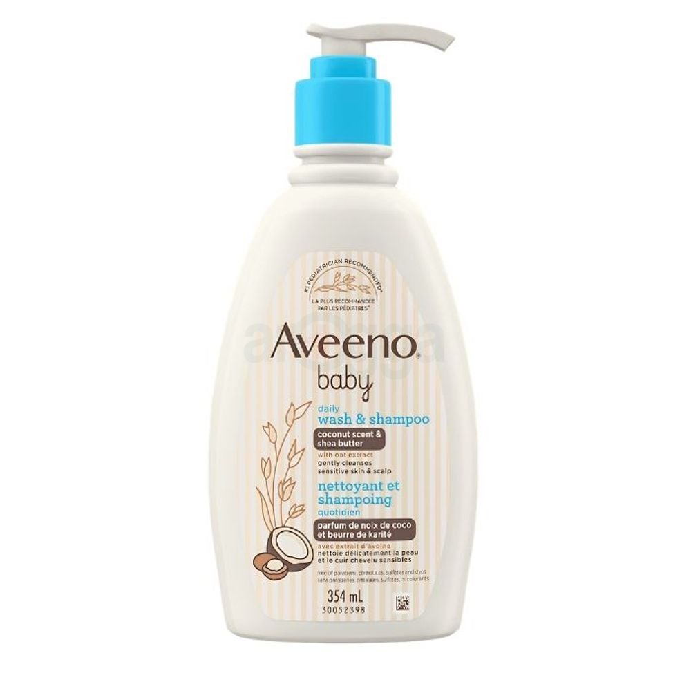 Aveeno Baby Daily Wash & Shampoo Coconut Scent & Shea Butter for Sensitive Skin 354ml (Made in Canada)